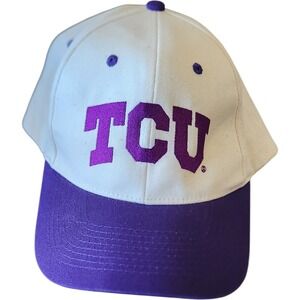 TCU Horned‎ Frogs Baseball Cap Purple White Adjustable Snapback Vintage 90s